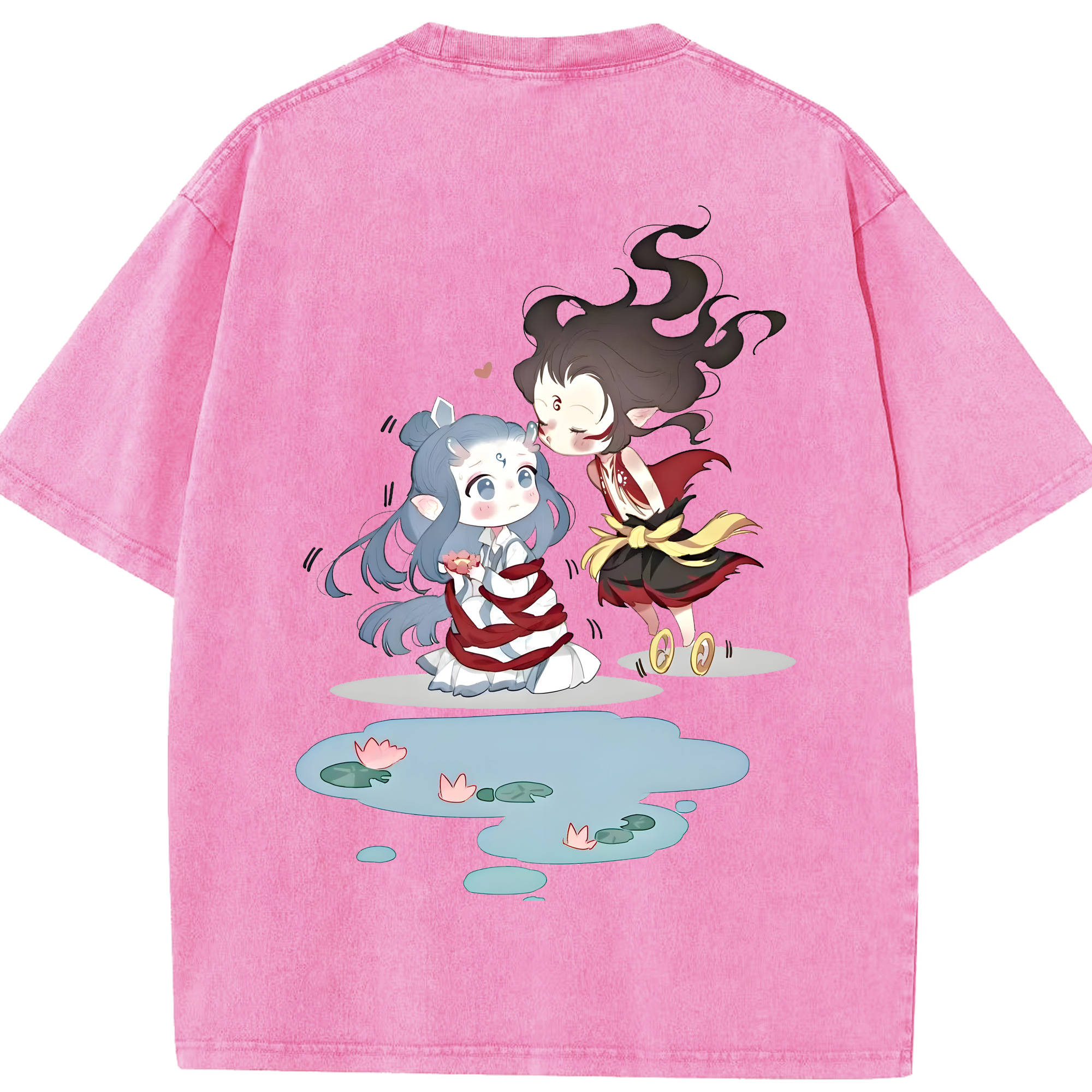 （画像用） Ne Zha 2 ナタ 魔童の大暴れ 綿100% ヴィンテージ風 半袖Tシャツ（背面プリント）